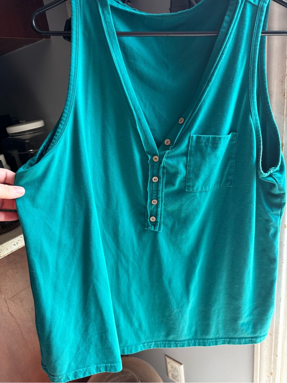 Teal Sleeveless Henley Tank Top - Women